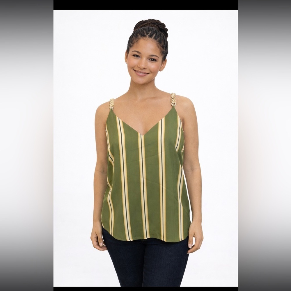 #244 Green fancy strap top